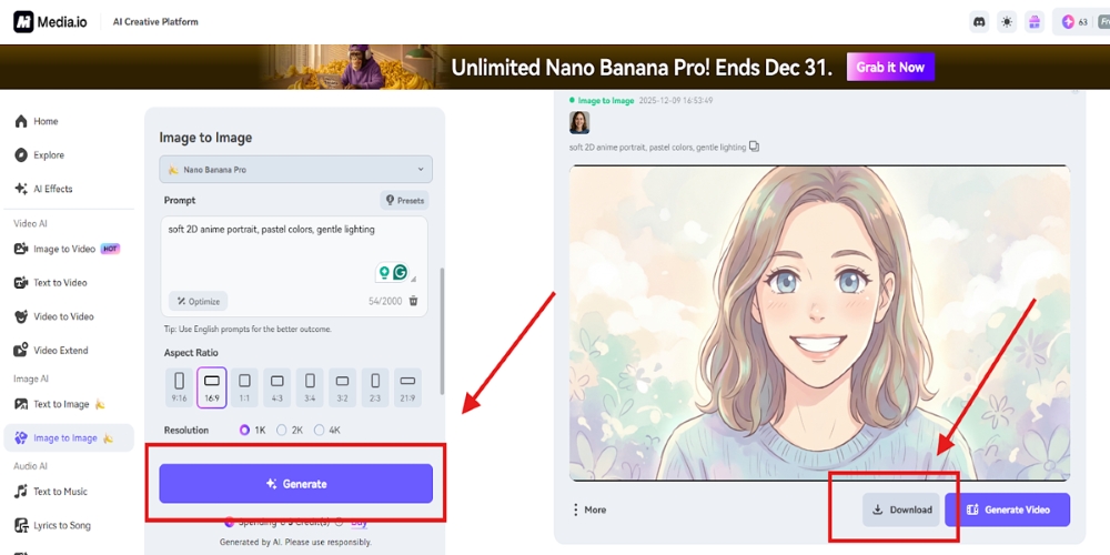 Media.io: How to Turn a Photo into an Anime Image with AI