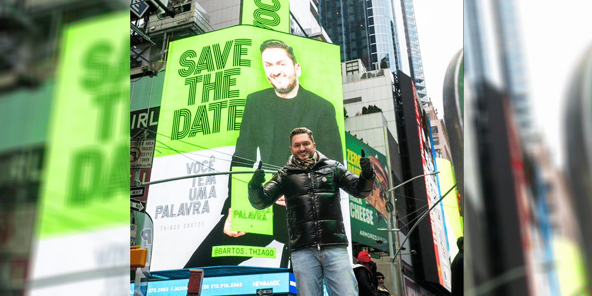 Times Square is the stage for the launch of Thiago Bartos' first book