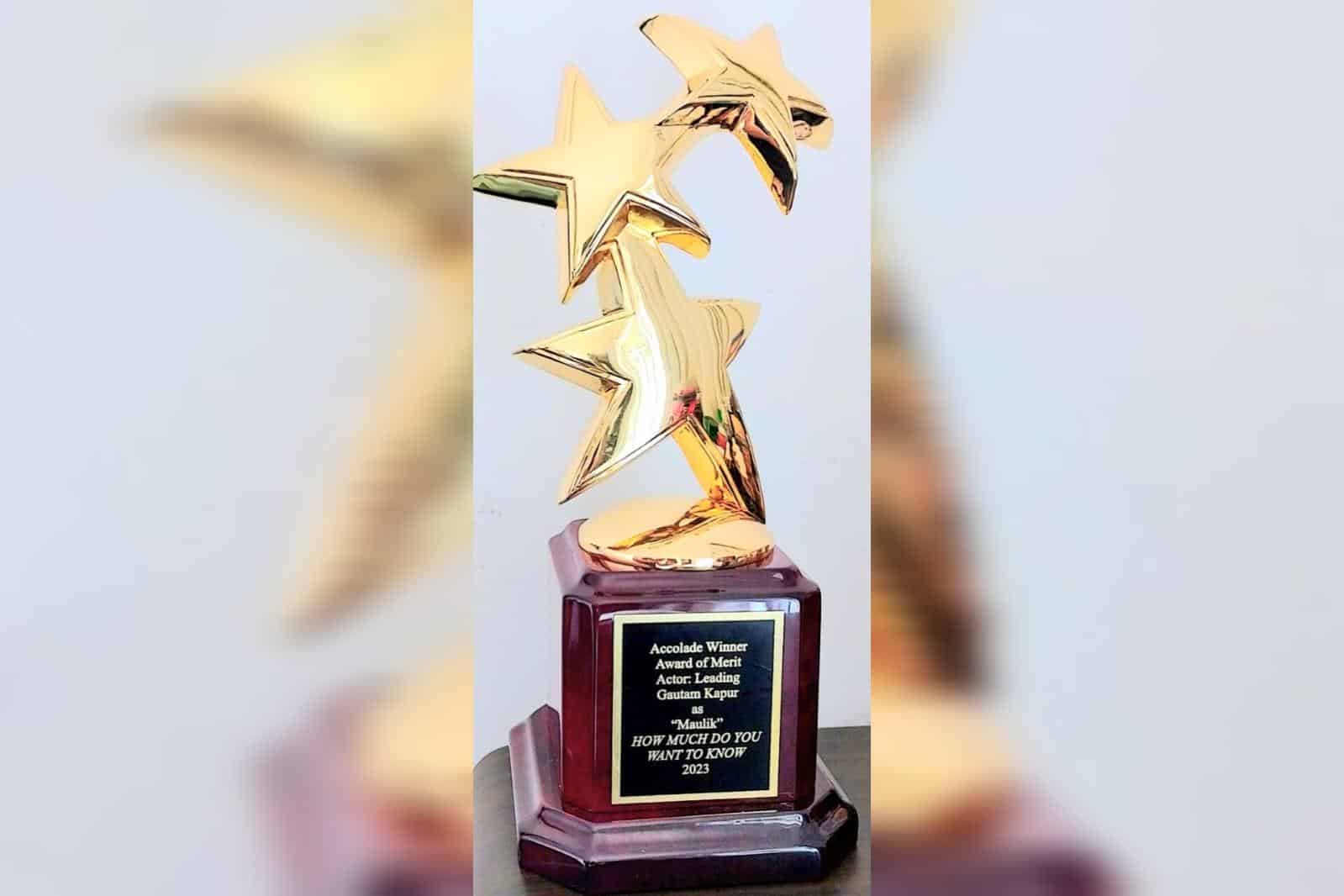 Gautam gets his Gold, Best Short, Best actor from Accolade Global Film Competition USA