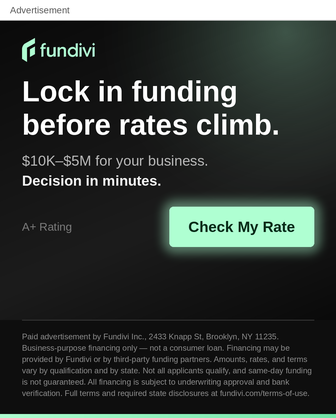 Fundivi small business financing advertisement