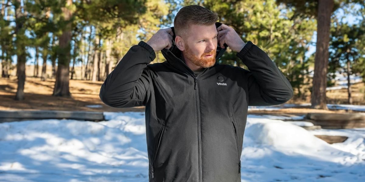 Alt text: Man in a heated jacket