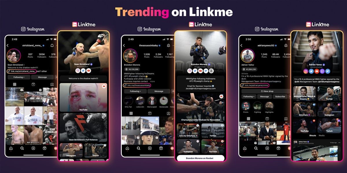 Linkme's 'Link in Bio': The Choice of UFC Stars Brandon Moreno, Sean Strickland, and More!